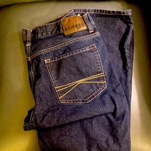 MENS Express dark blue jeans straight leg 36x32